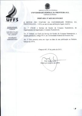 Portaria 602-GR-2013