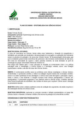 Epistemologia das Ciências Sociais
