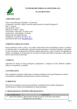 Estágio Curricular Supervisionado em Língua Portuguesa II