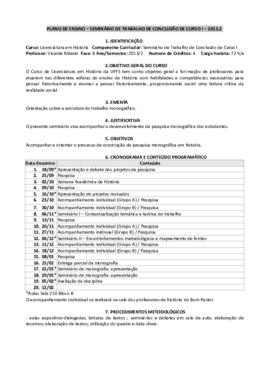 Seminário de Trabalho de Conclusão de Curso I