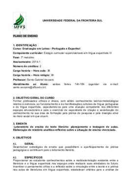 Estágio Curricular Supervisionado em Língua Espanhola III