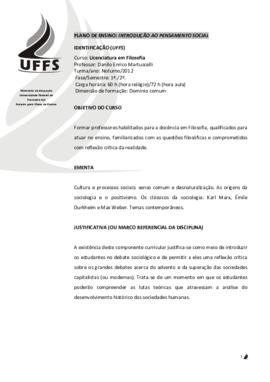 Introdução ao Pensamento Social