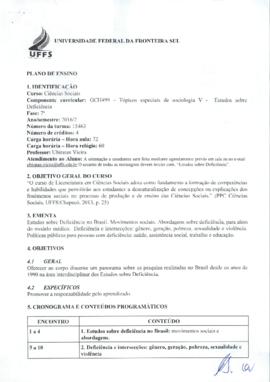 Tópicos Especiais de Sociologia V