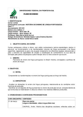 História do Ensino de Língua Portuguesa