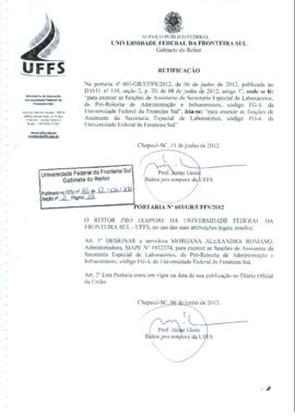 Portaria 603-GR-2012 Retificação