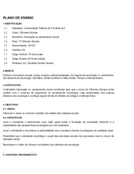 Introdução ao Pensamento Social