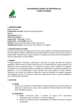 Trabalho de Campo (Optativa)