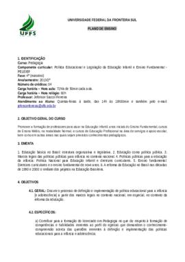 Politica Educacional e Legislação da Educação Infantil e Ensino Fundamental