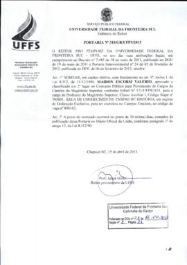 Portaria 318-GR-2013