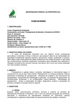 Planejamento Ambiental e Urbanismo
