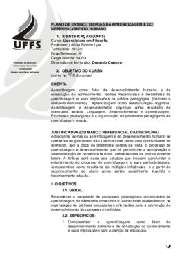 Teorias da Aprendizagem e do Desenvolvimento Humano