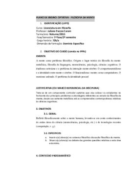 Filosofia da Mente - Optativa