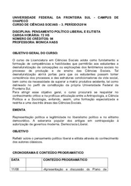 Pensamento Político Liberal e Elitista