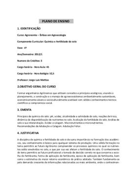 Química e Fertilidade do Solo