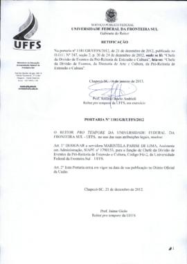 Portaria 1181-GR-2012 Retificação