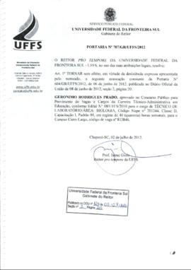 Portaria 707-GR-2012