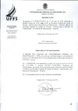 Portaria 517-GR-2013 Retificação