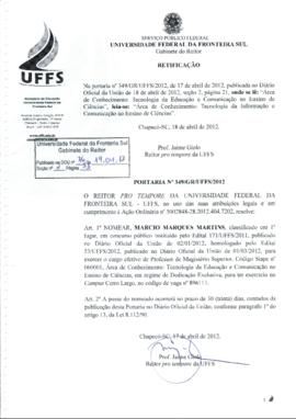 Portaria 349-GR-2012 Retificação