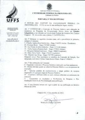 Portaria 952-GR-2012