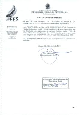 Portaria 647-GR-2012