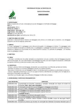 Introdução ao Curso de Pedagogia e à Profissão de Pedagogo