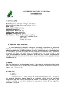 Geometria Analítica - Turma A