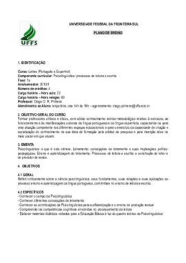 Psicolinguística - Processos de Leitura e Escrita