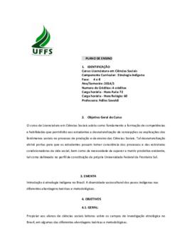 Tópicos Especiais em Antropologia V - Etnologia Indígena