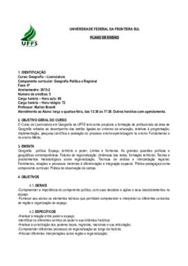 Geografia Política e Regional
