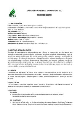 Fundamentos Teórico-Metodológicos do Ensino da Língua Portuguesa