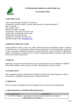 Estágio Curricular Supervisionado em Língua Portuguesa IV