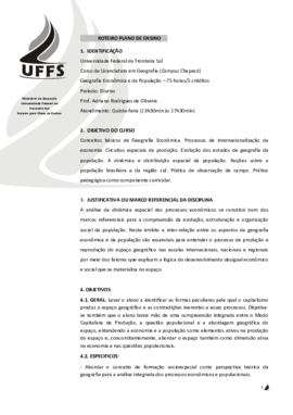 Geografia Econômica e da População