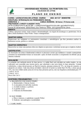 Introdução ao Pensamento Social