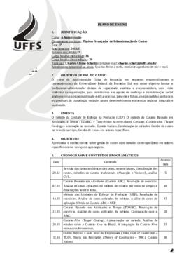 Tópicos Avançados de Administração de Custos