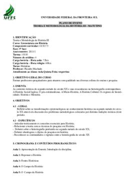 Teoria e Metodologia da História III
