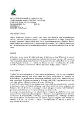 Teoria e Crítica Literária