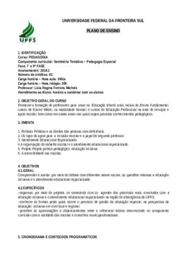 Seminário Temático – Pedagogia Especial
