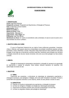 Planejamento de Experimentos e Otimização de Processos