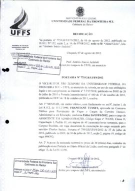 Portaria 775-GR-2012 Retificação