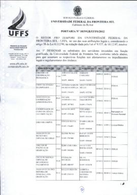 Portaria 1019-GR-2012