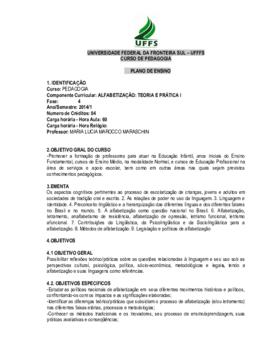 Alfabetização: Teoria e Prática I