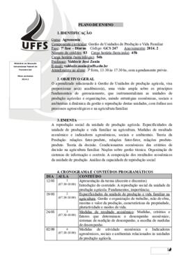 Gestão de Unidades de Produção e Vida Familiar