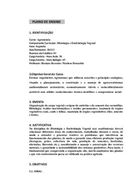 Histologia e Embriologia Vegetal
