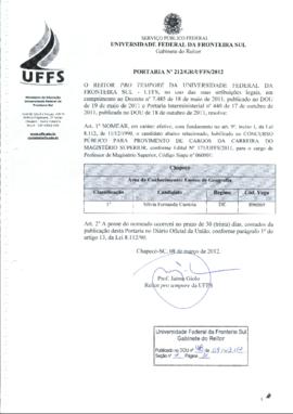 Portaria 212-GR-2012