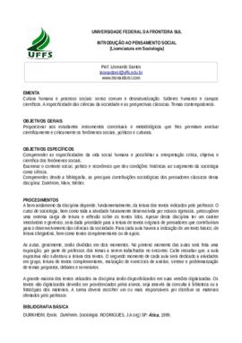 Introdução ao Pensamento Social