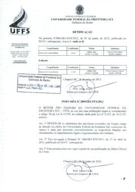 Portaria 589-GR-2012 Retificação 1