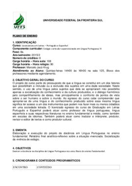 Estágio Curricular Supervisionado em Língua Portuguesa IV