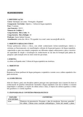 Cultura de Língua Espanhola - Optativa