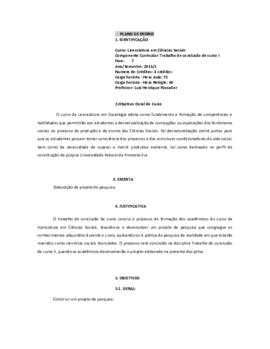 Trabalho de Conclusão de Curso I