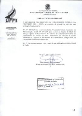 Portaria 021-GR-2013